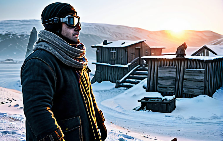**

"A fully clothed hero, standing guard on a fortified wall of a settlement in a frozen wasteland, safe for work, appropriate content, professional. The hero is wearing practical, modest winter gear, complete with goggles and scarf. Behind them, sturdy wooden and stone structures are visible. The scene is lit by the warm glow of internal lights contrasting with the harsh, snowy environment, well-formed hands, proper finger count, natural body proportions, professional, detailed digital painting, perfect anatomy, correct proportions."

**