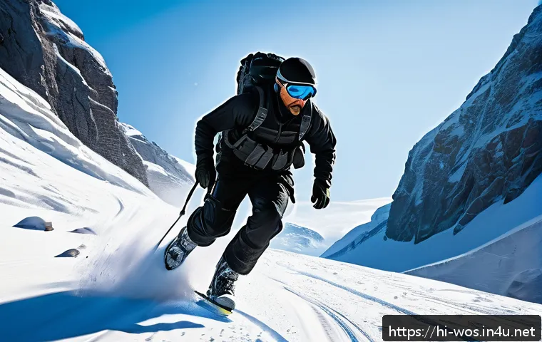 화이트 아웃 서바이벌 영웅 캐릭터 공략 - A dynamic scene featuring a "Rapid Mover" character in mid-action sprint across a snowy, rugged terr...